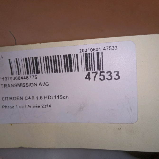Transmission avant gauche occasion CITROEN C4 II Phase 1 10-2010->01-2015 1.6 HDI 115ch 3272PZ 5