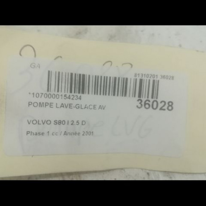 Pompe lave-glace avant occasion VOLVO S80 I Phase 1 07-1998->12-2002 2.5 D 9169611 3