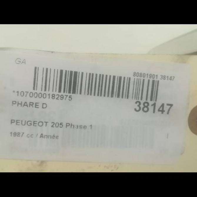 Phare droit occasion PEUGEOT 205 Phase 1 03-1983->07-1987 1.8 D 60ch 6205A4 3