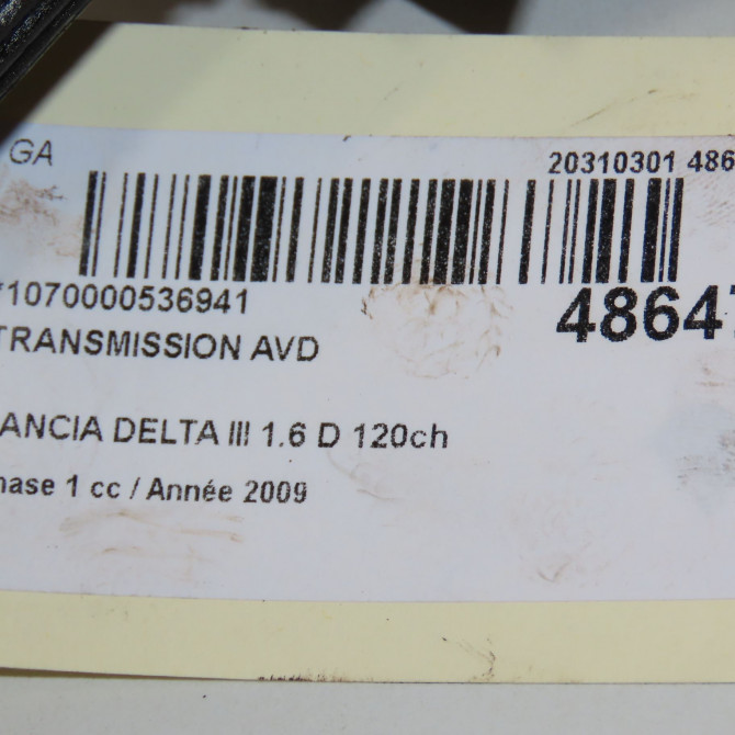 Transmission avant droite occasion LANCIA DELTA III Phase 1 07-2008->... 1.6 D 120ch 51795511 6