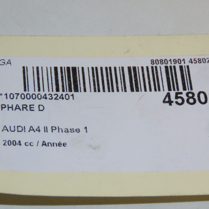 Phare droit occasion AUDI A4 II Phase 1 01-2001->11-2004 8