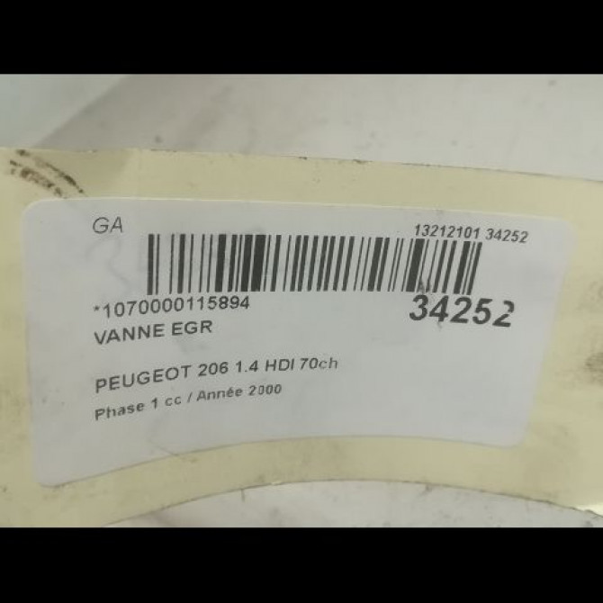 Vanne EGR occasion PEUGEOT 206 Phase 1 09-1998->03-2009 1.4 HDI 70ch 1628JZ 3