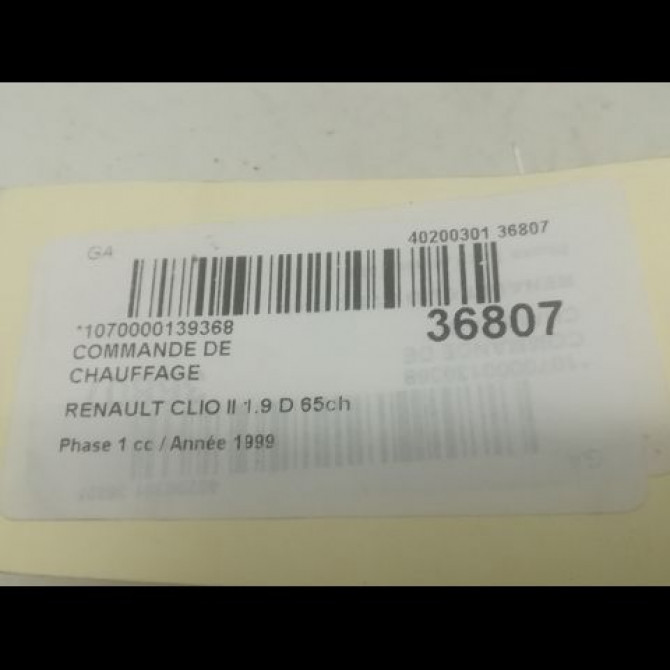 Commande de chauffage occasion RENAULT CLIO II Phase 1 03-1998->06-2001 1.9 D 65ch 3