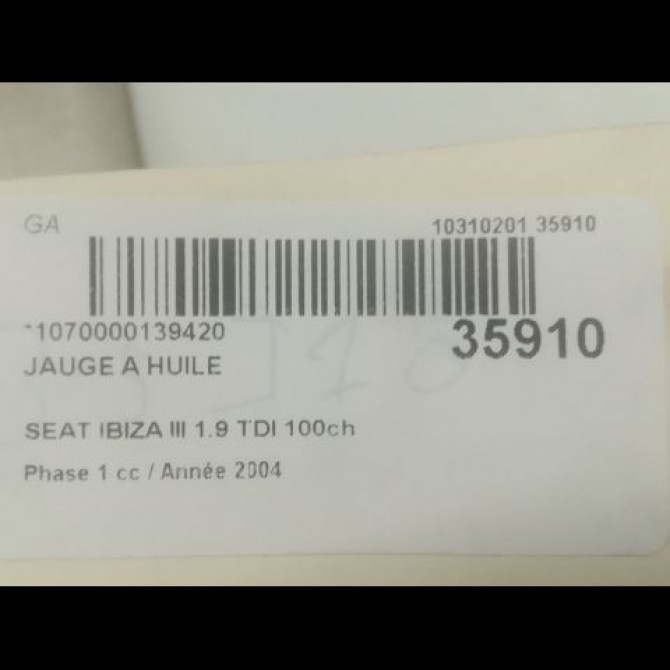 Jauge a huile occasion SEAT IBIZA III Phase 1 03-2002->03-2006 1.9 TDI 100ch 2