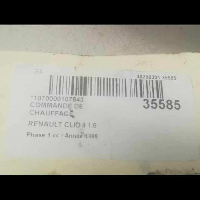 Commande de chauffage occasion RENAULT CLIO II Phase 1 03-1998->06-2001 1.6 3