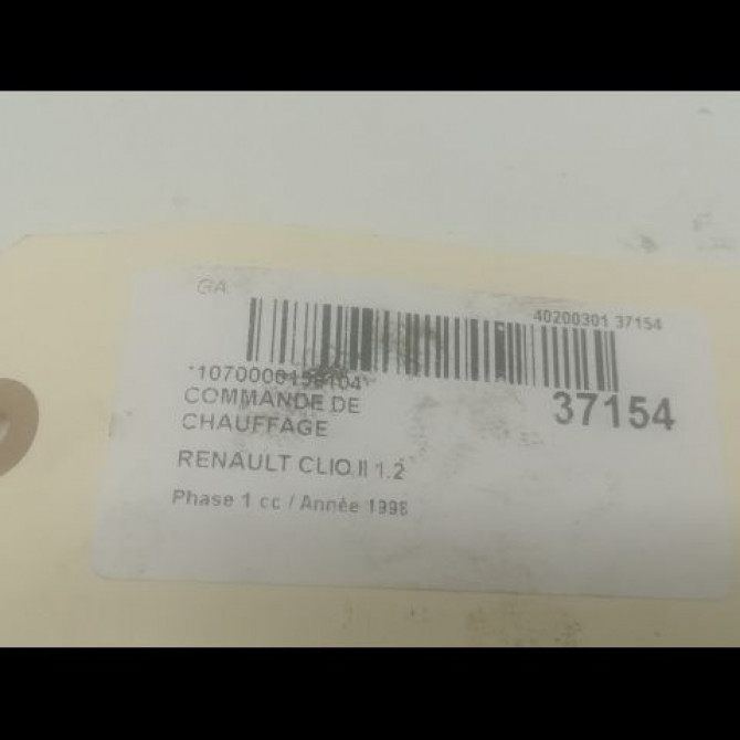 Commande de chauffage occasion RENAULT CLIO II Phase 1 03-1998->06-2001 1.2 3