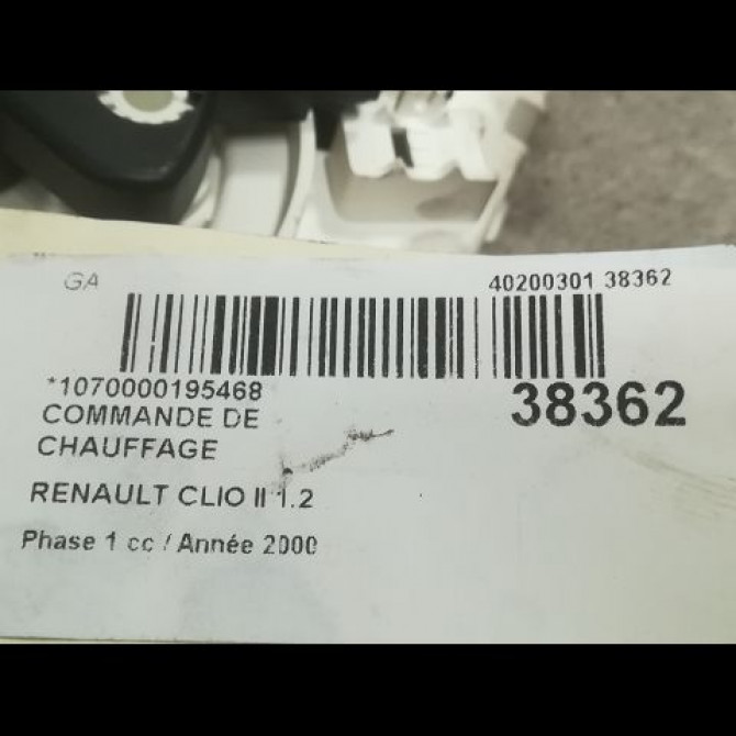 Commande de chauffage occasion RENAULT CLIO II Phase 1 03-1998->06-2001 1.2 3