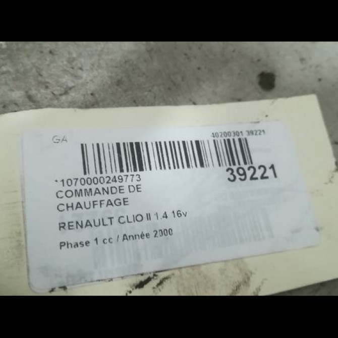 Commande de chauffage occasion RENAULT CLIO II Phase 1 03-1998->06-2001 1.4 16v 3