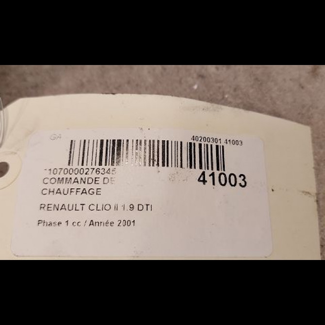 Commande de chauffage occasion RENAULT CLIO II Phase 1 03-1998->06-2001 1.9 DTI 3