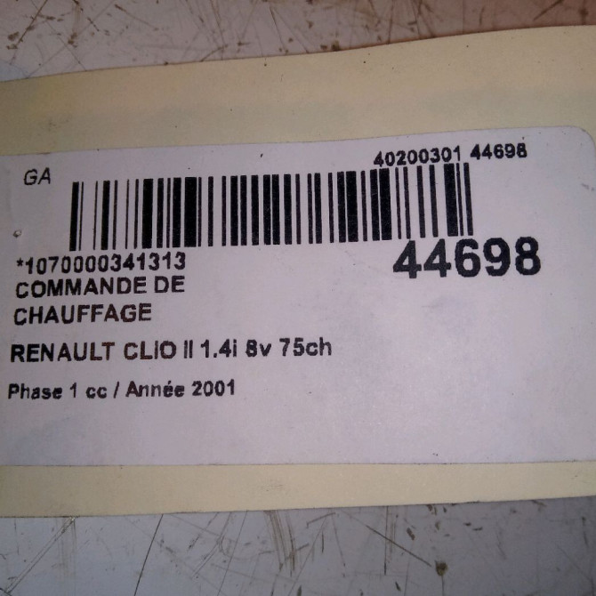 Commande de chauffage occasion RENAULT CLIO II Phase 1 03-1998->06-2001 1.4i 8v 75ch 4