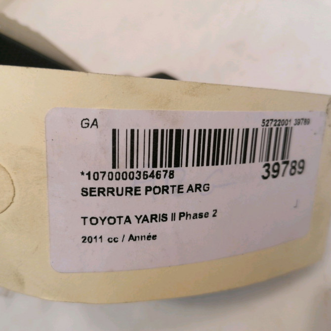 Serrure porte arg occasion TOYOTA YARIS II Phase 2 01-2009->05-2011 690600D060 4