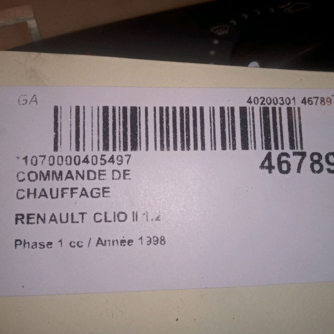 Commande de chauffage occasion RENAULT CLIO II Phase 1 03-1998->06-2001 1.2 7701047547 5