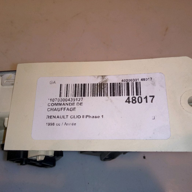 Commande de chauffage occasion RENAULT CLIO II Phase 1 03-1998->06-2001 7701047548 4