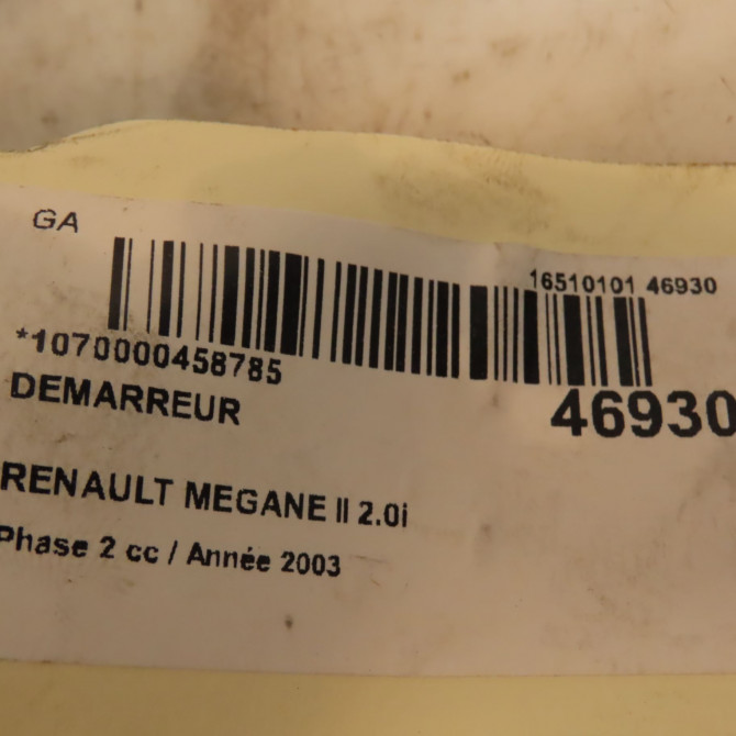 Démarreur occasion RENAULT MEGANE II Phase 2 01-2006->06-2009 2.0i 135ch 8200792969 3