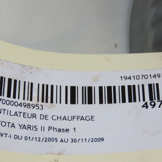 Ventilateur de chauffage occasion TOYOTA YARIS II Phase 1 12-2005->11-2009 1.3 VVT-i 6