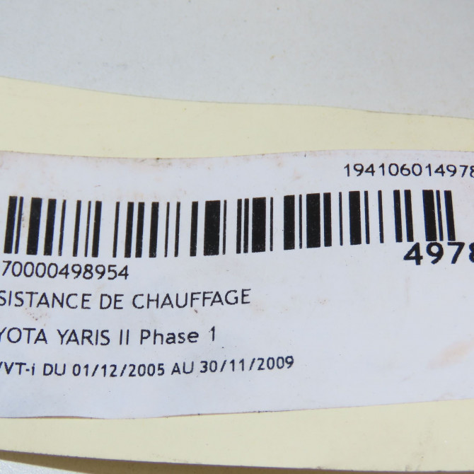 Resistance de chauffage occasion TOYOTA YARIS II Phase 1 12-2005->11-2009 1.3 VVT-i 871380K090 5