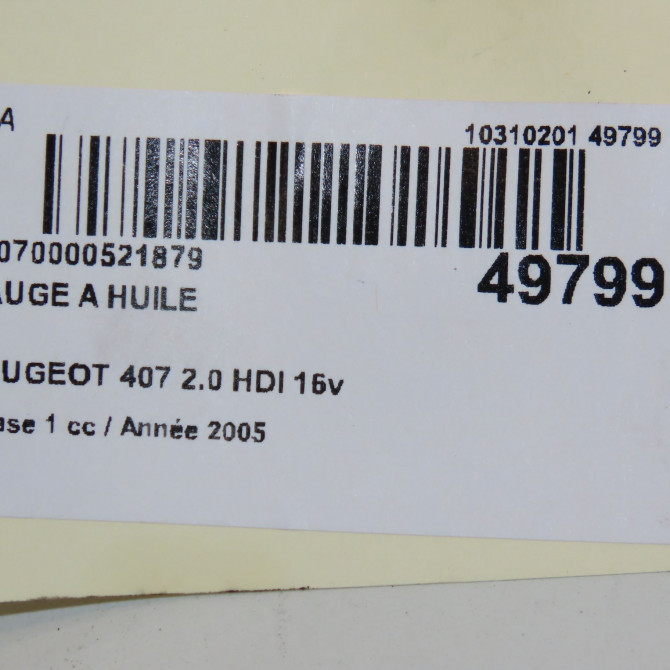 Jauge a huile occasion PEUGEOT 407 Phase 1 04-2004->07-2008 2.0 HDI 16v 136ch 2