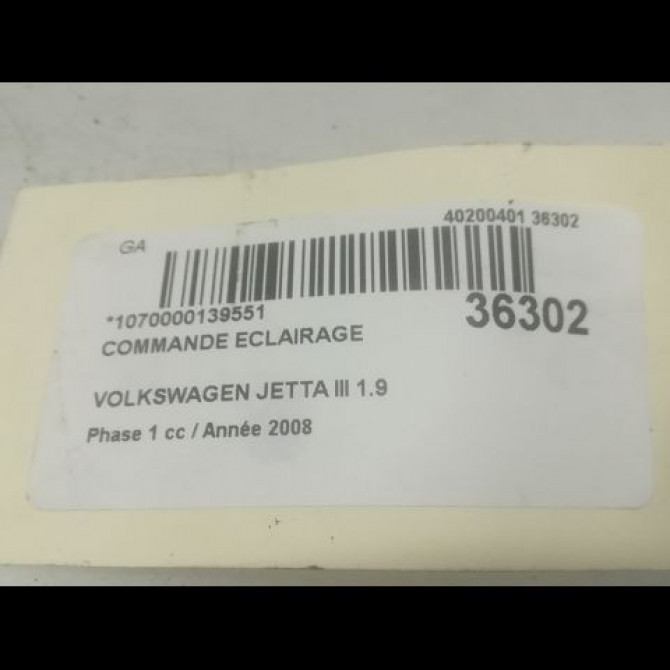 Commande eclairage occasion VOLKSWAGEN JETTA III Phase 1 09-2005->12-2010 1.9 TDI 105ch 3C8941431BXSH 4