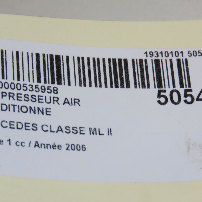 Compresseur air conditionne occasion MERCEDES CLASSE ML II phase 1 03-2005->09-2008 320 CDI 224ch 6