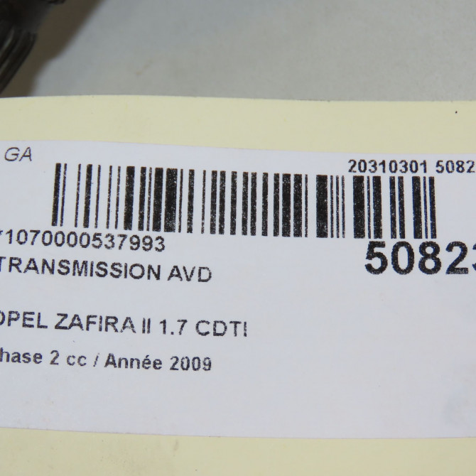 Transmission avant droite occasion OPEL ZAFIRA II Phase 2 01-2008->12-2014 1.7 CDTI 125ch 13214837 7