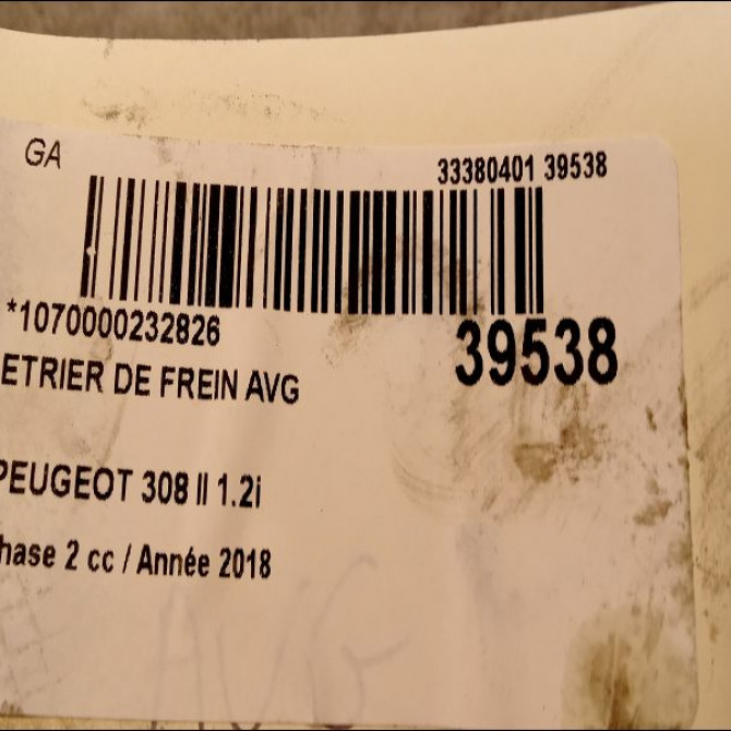 Etrier de frein avant gauche occasion PEUGEOT 308 II 308 II Phase 2 2017-04-01-> 1.2i PureTech 130ch 1610428180 3