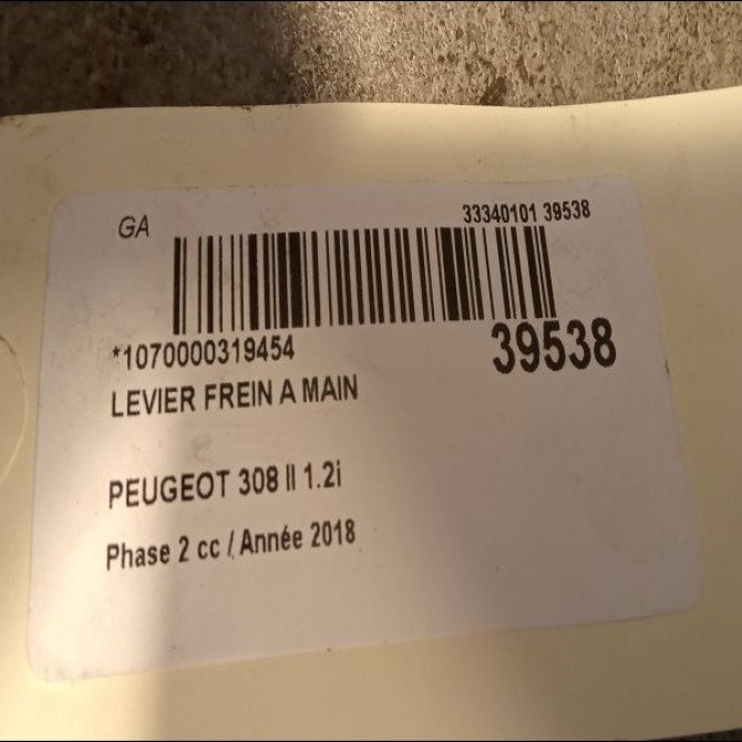 Levier frein a main occasion PEUGEOT 308 II 308 II Phase 2 2017-04-01-> 1.2i PureTech 130ch 2