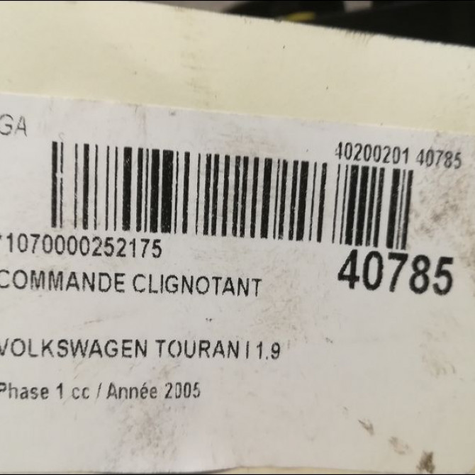 Commande clignotant occasion VOLKSWAGEN TOURAN I Phase 1 03-2003->12-2006 1.9 TDI 105ch 3C8941431BXSH 3
