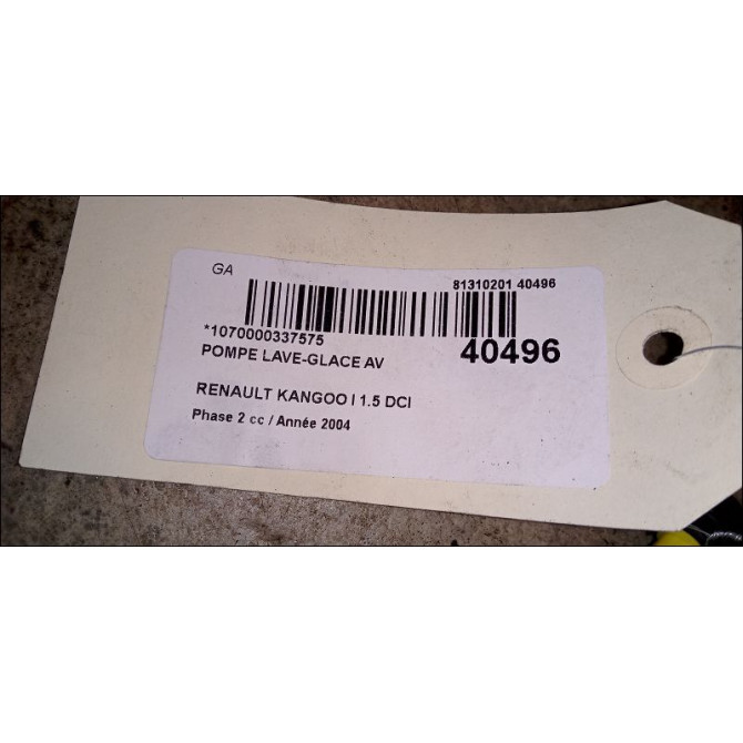 Pompe lave-glace avant occasion RENAULT KANGOO I Phase 2 03-2003->06-2010 1.5 DCI 65ch 8200213042 2