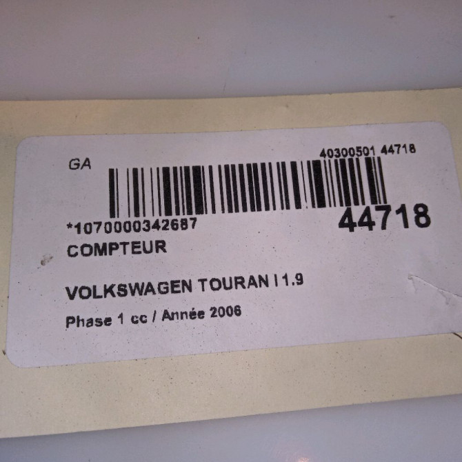 Compteur occasion VOLKSWAGEN TOURAN I Phase 1 03-2003->12-2006 1.9 TDI 105ch 1T0920872FXZ02 4