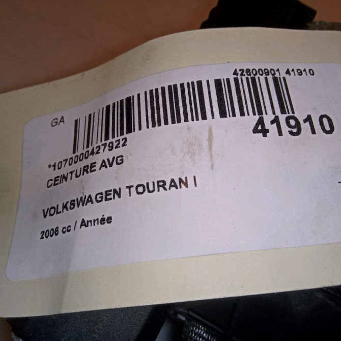 Ceinture avant gauche occasion VOLKSWAGEN TOURAN I Phase 1 03-2003->12-2006 1T1857705CRAA 3