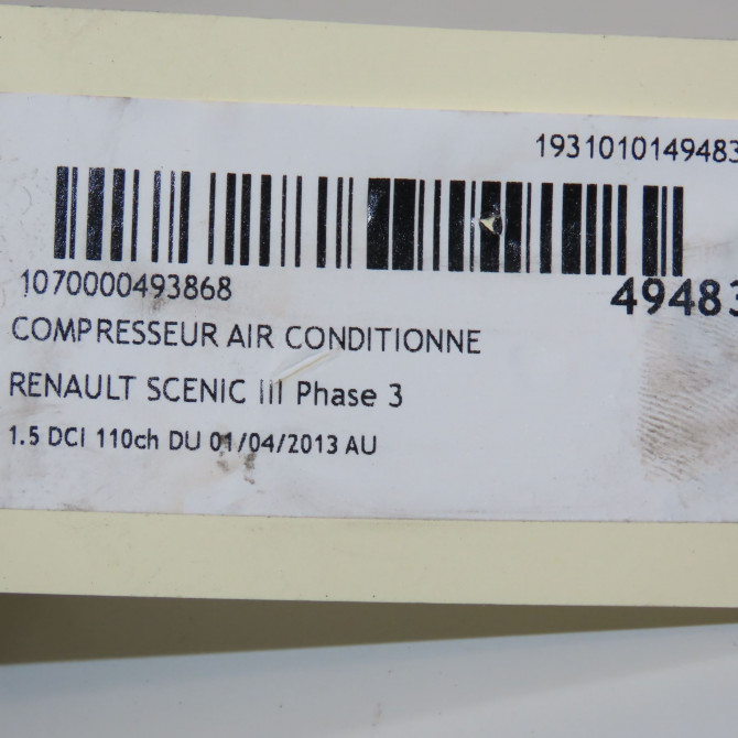 Compresseur air conditionne occasion RENAULT SCENIC III Phase 3 04-2013->... 1.5 DCI 110ch 926004EA0A 8