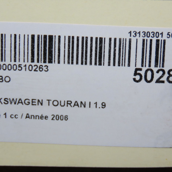 Turbo occasion VOLKSWAGEN TOURAN I Phase 1 03-2003->12-2006 1.9 TDI 105ch 7