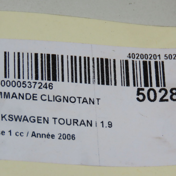 Commande clignotant occasion VOLKSWAGEN TOURAN I Phase 1 03-2003->12-2006 1.9 TDI 105ch 3C8941431BXSH 5
