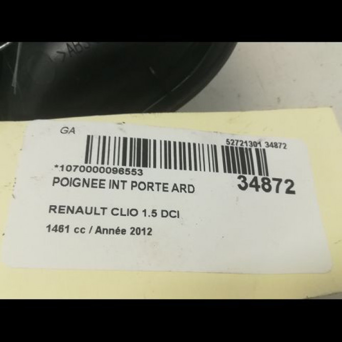 Poignee int porte ard occasion RENAULT CLIO III Phase 2 03-2009->12-2014 1.5 DCI 90ch 8200730863 3