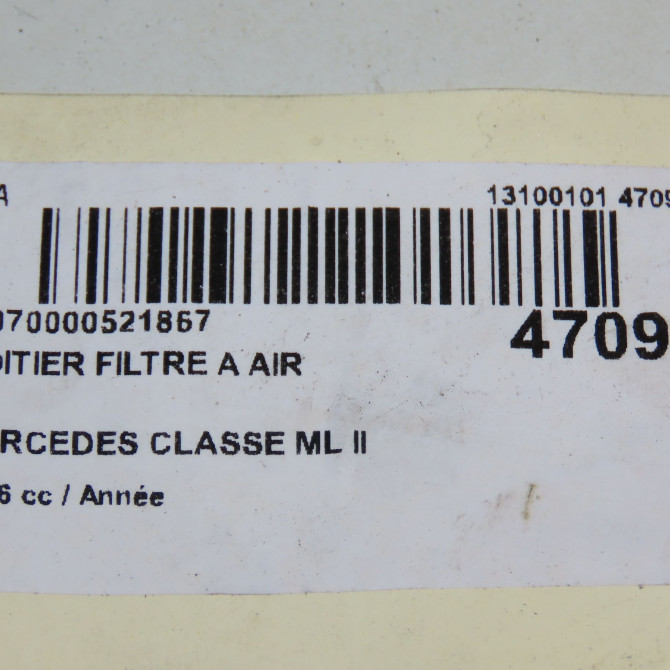 Boitier filtre a air occasion MERCEDES CLASSE ML II phase 1 03-2005->09-2008 7
