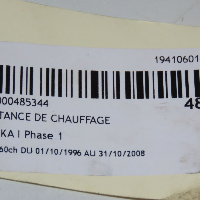 Resistance de chauffage occasion FORD KA I Phase 1 10-1996->10-2008 1.3i 8v 60ch 4