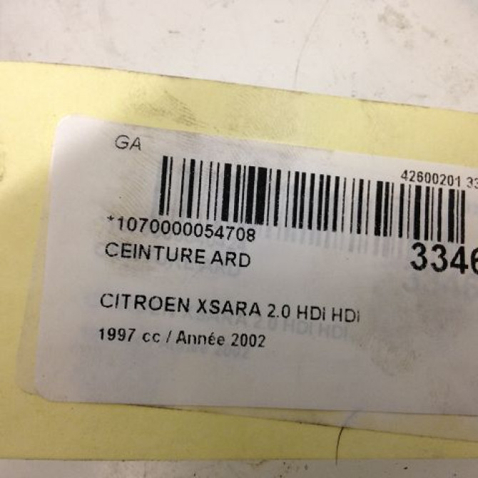 Ceinture arrière droite occasion CITROEN XSARA Phase 2 09-2000->12-2005 2.0 HDi 110ch 8974KY 3