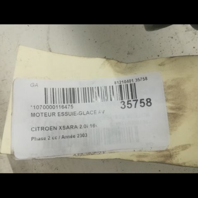 Moteur essuie-glace avant occasion CITROEN XSARA Phase 2 09-2000->12-2005 2.0i 16v 6405H4 3