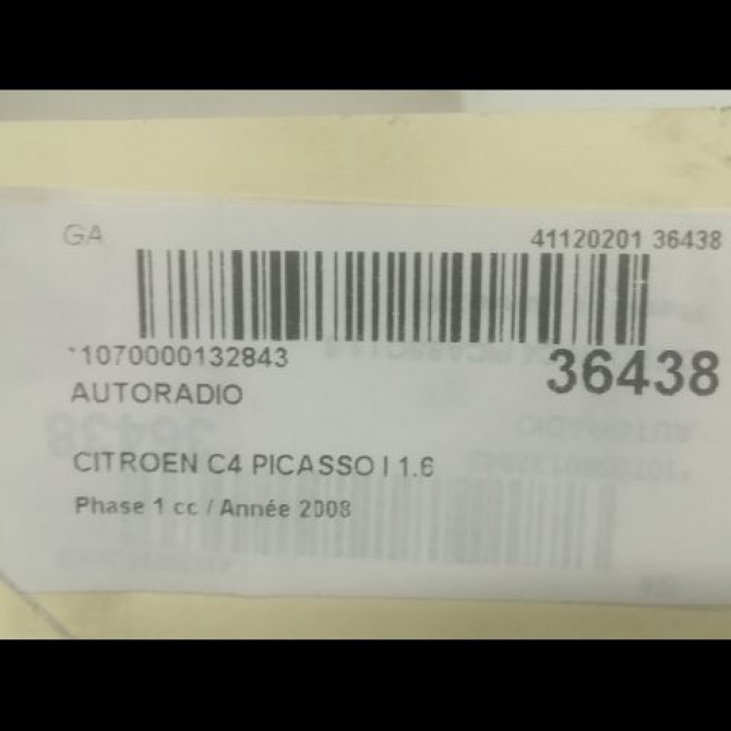 Autoradio occasion CITROEN C4 PICASSO I Phase 1 01-2007->10-2013 1.6 HDi 16v 110ch 657924 3