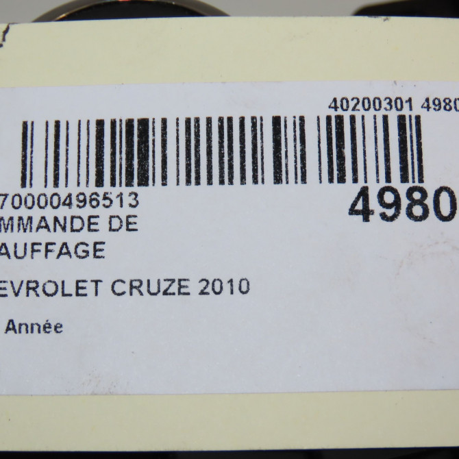 Commande de chauffage occasion CHEVROLET CRUZE Phase 1 03-2009->... 95017055 5