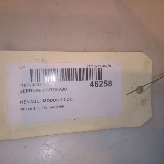 Serrure porte avd occasion RENAULT MODUS Phase 2 01-2008->12-2012 1.5 DCI 85ch 8200219247 5