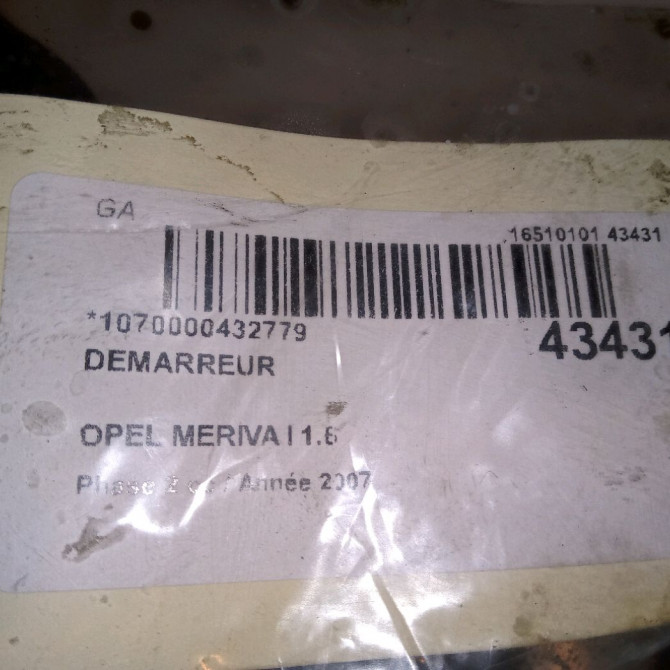 Démarreur occasion OPEL MERIVA I Phase 2 01-2006->09-2010 1.6 TWINPORT 55576980 5