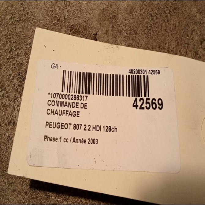 Commande de chauffage occasion PEUGEOT 807 Phase 1 06-2002->12-2014 2.2 HDI 128ch 3