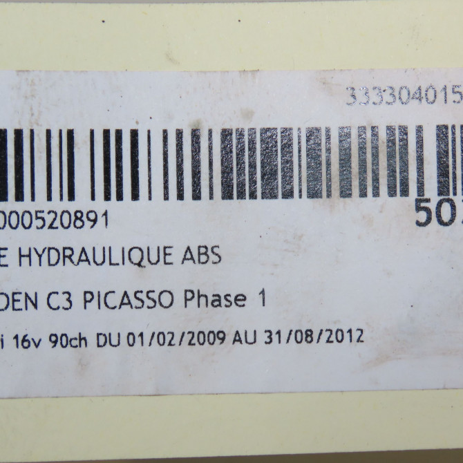 Unité hydraulique ABS occasion CITROEN C3 PICASSO Phase 1 02-2009->08-2012 1.6 HDi 16v 90ch 4541SE 7