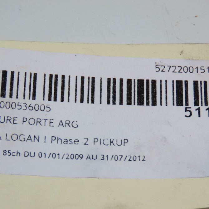 Serrure porte arg occasion DACIA LOGAN I Phase 1 04-1995->04-1999 1.6 MPI 85ch 8200928489 4