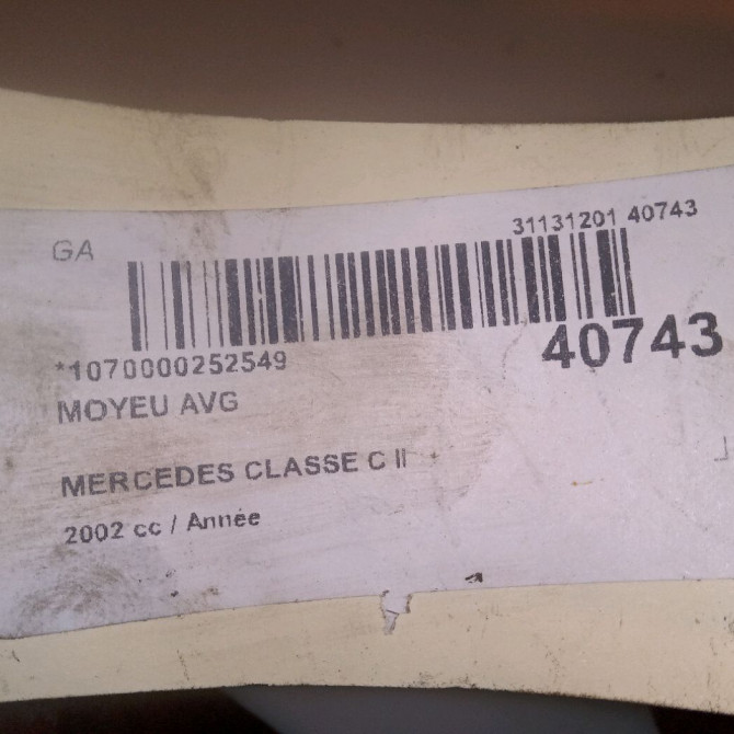 Moyeu avg occasion MERCEDES CLASSE C II Phase 1 05-2000->03-2004 2093300325 4