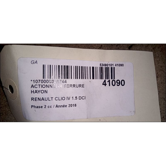 Actionneur serrure hayon occasion RENAULT CLIO IV Phase 2 08-2016->... 1.5 DCI 75ch 3