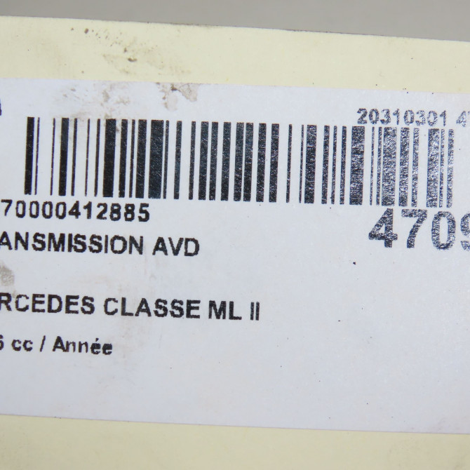 Transmission avant droite occasion MERCEDES CLASSE ML II phase 1 03-2005->09-2008 164330190180 8