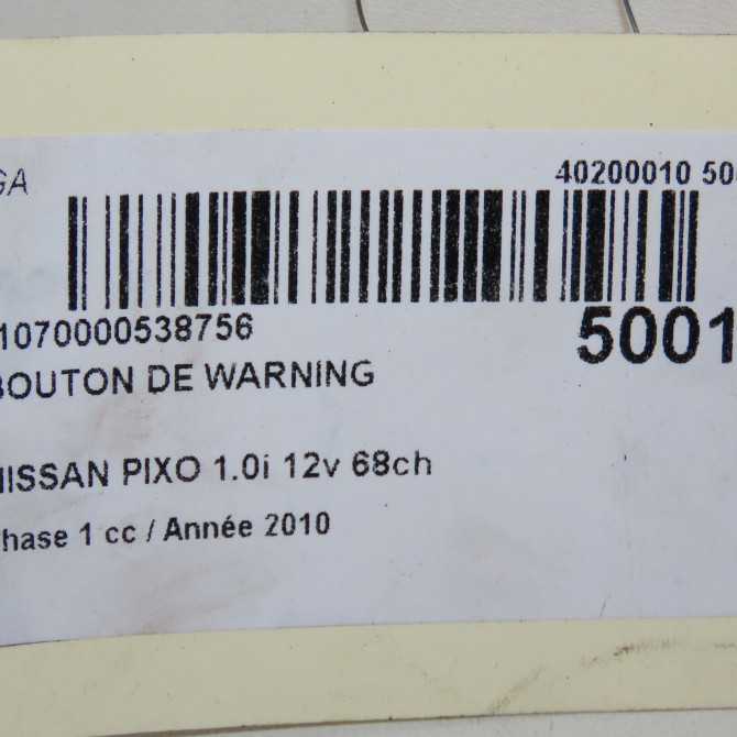 Bouton de warning occasion NISSAN PIXO Phase 1 05-2009->... 1.0i 12v 68ch 259104A00C 4