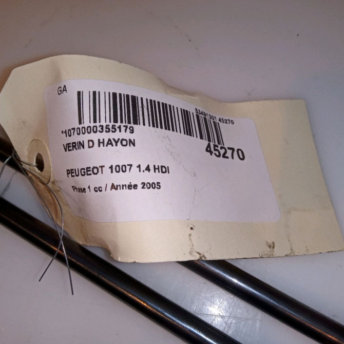 Verin droit hayon occasion PEUGEOT 1007 Phase 1 04-2005->12-2010 1.4 HDI 8731J3 3